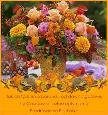 Bukiet kolorowych kwiatów z pozdrowieniami na piątek